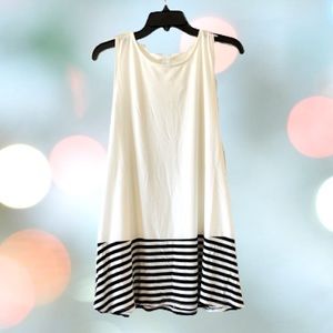 NWT Flowing White top with Striped bottom